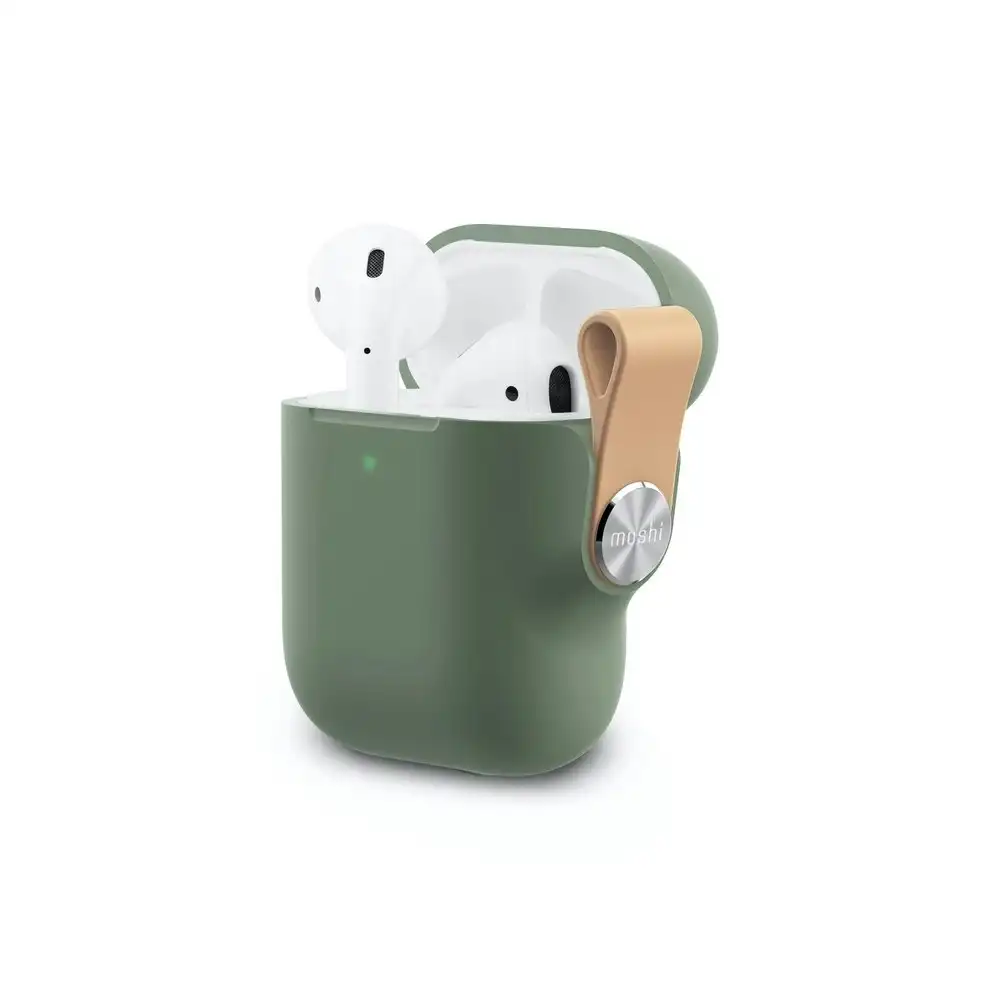 Moshi Pebbo Case Holder Cover for AirPods w/Detachable Wrist Strap Green