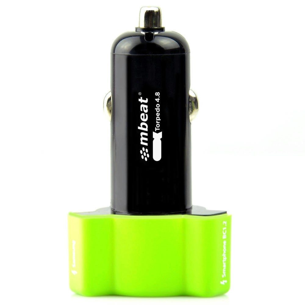 mBeat Triple Port Rapid Car Charger 3 USB 4.8A/24W for Samsung iPad iPhone Green