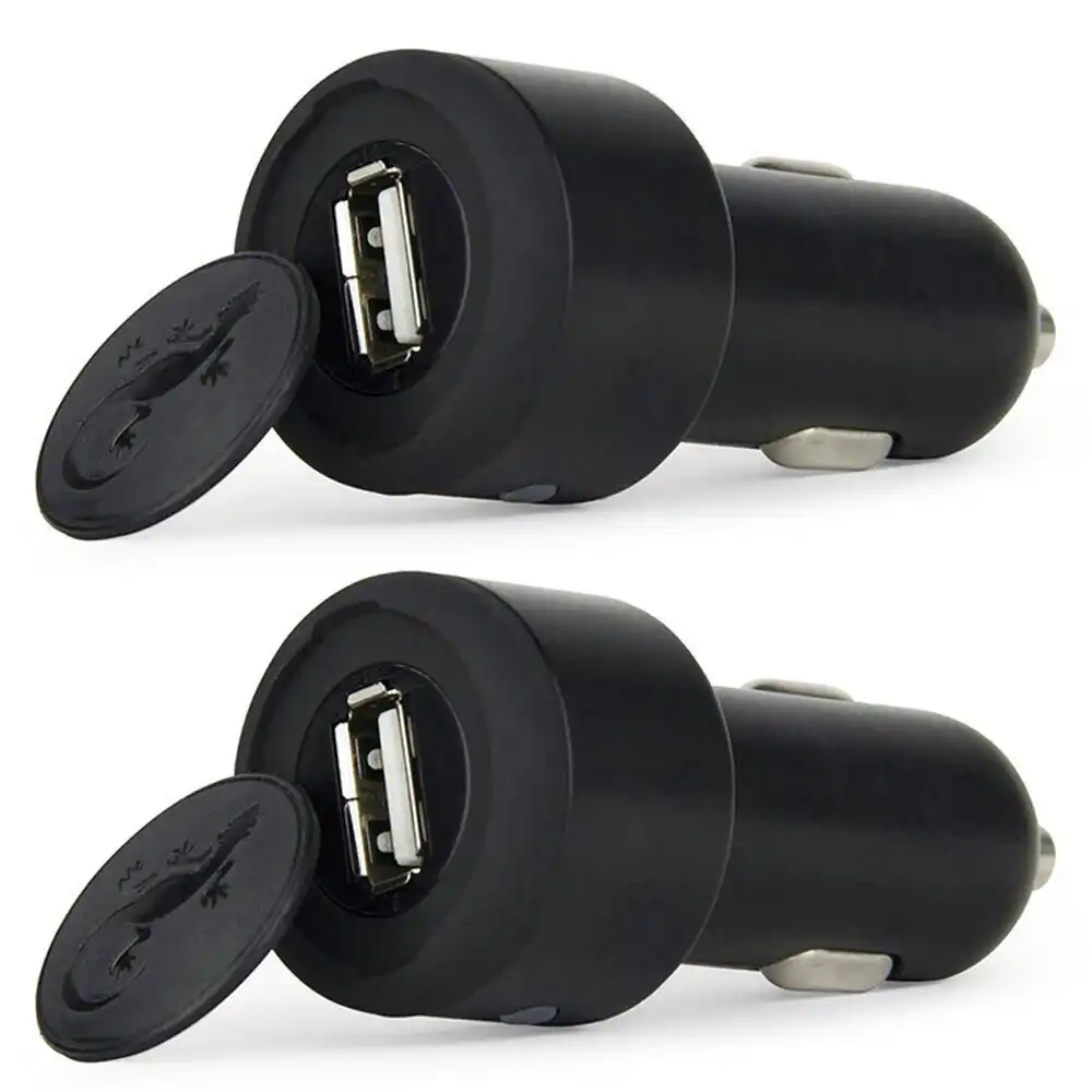 2x Gecko Smart 1.0A USB Car Charger for Smartphones GPS Tablet Dash Camera Black