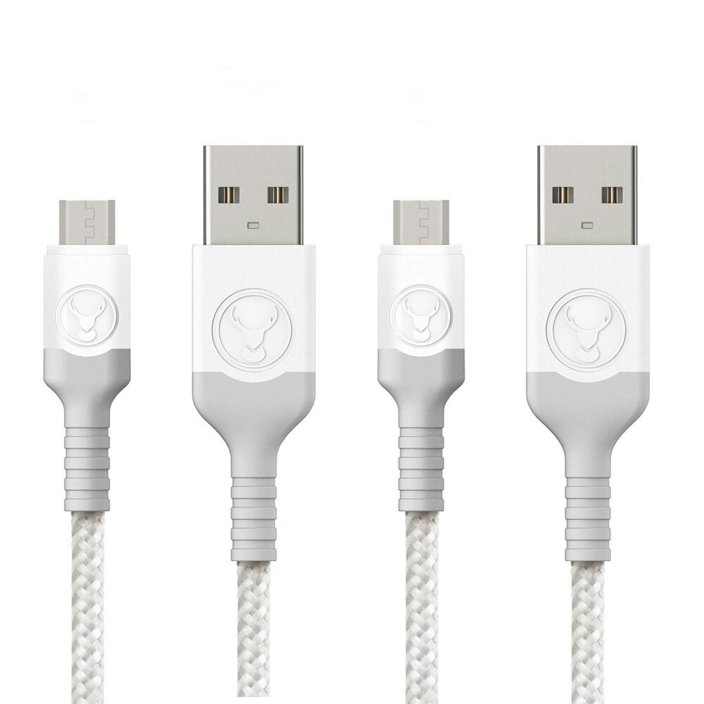 2PK Bonelk 2m Micro-USB Cable Longlife Charging/Data/Sync/Cord f/Smartphones WHT