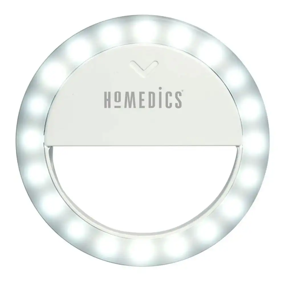 Homedics Universal Clip Radiance Beauty Selfie Ring Light for Smartphones White