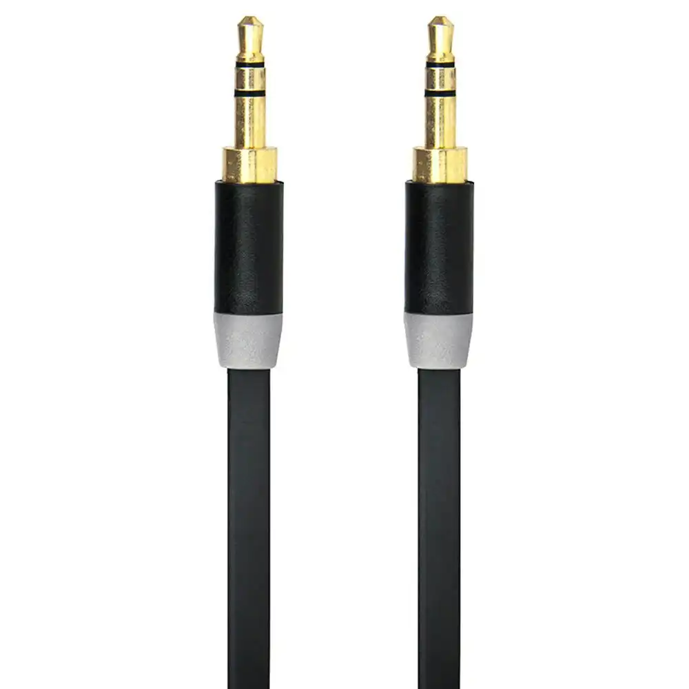 Gecko 1m Flat 3.5mm Male to M AUX Cable Gold Plated Audio Cord f/ Car/Phone BLK