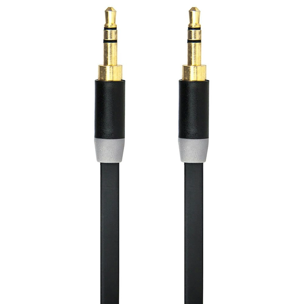 Gecko 1m Flat 3.5mm Male to M AUX Cable Gold Plated Audio Cord f/ Car/Phone BLK