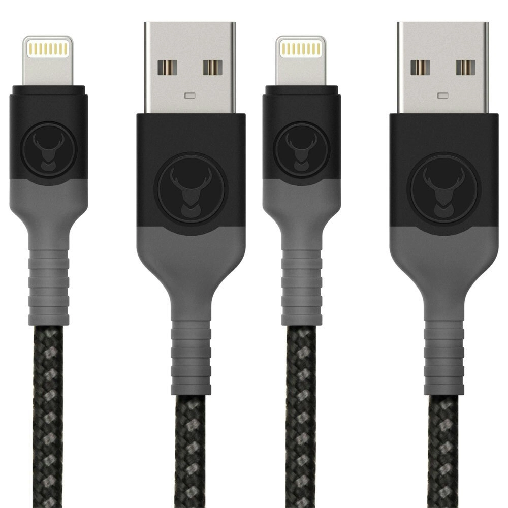 2x Bon.Elk 1m USB-A to Lightning MFI-Certified Charging Cable  for iPhone Black