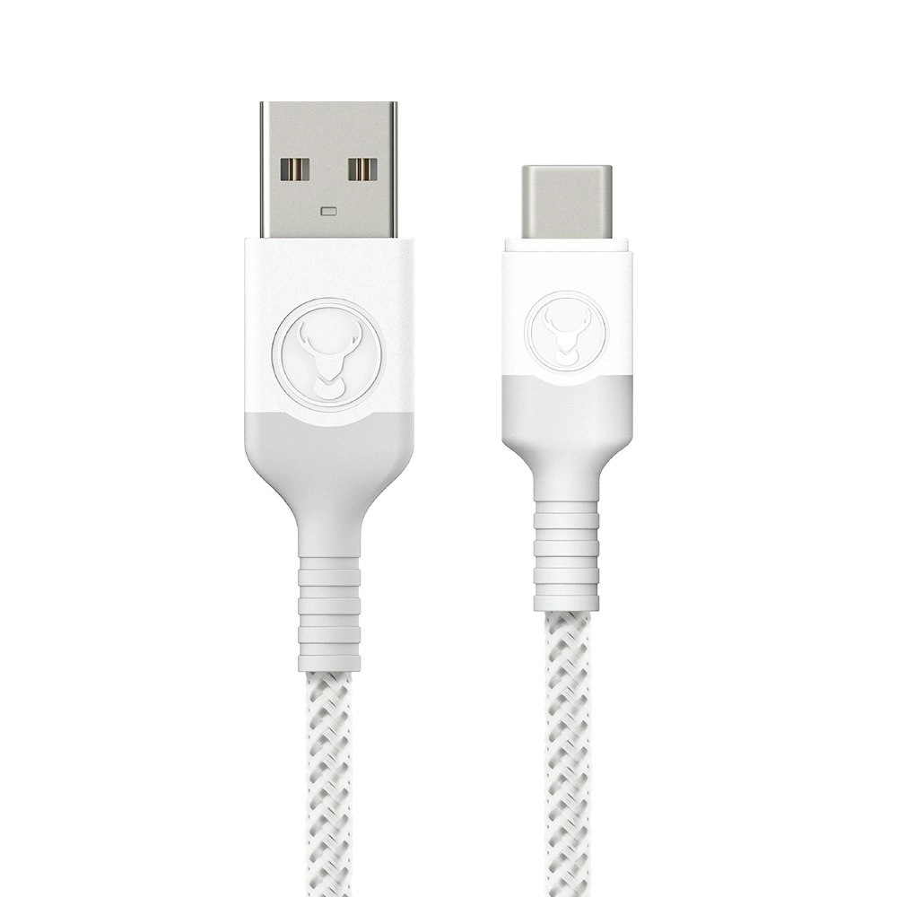 Bonelk USB-A to USB-C 2M Charge/Sync Braided Cable For Phones/Hubs/PC White