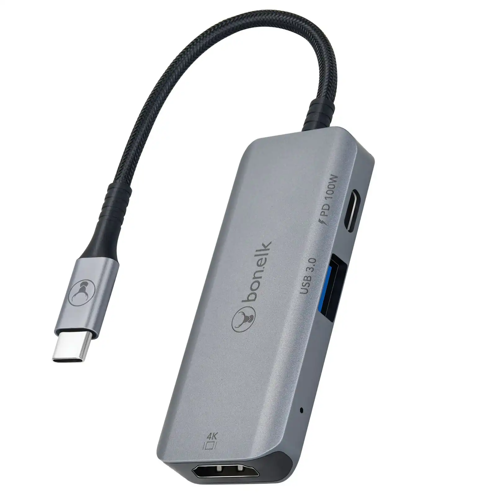 Bonelk Long-Life Multiport USB-C to USB/USB-C/HDMI Hub Adapter for Laptop Grey