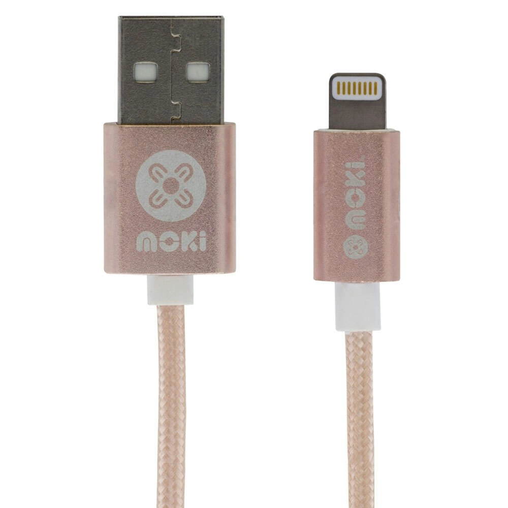 Moki 3m Braided USB/Lightning MFI-Certified Sync/Charge Cable for iPhone Rose GD