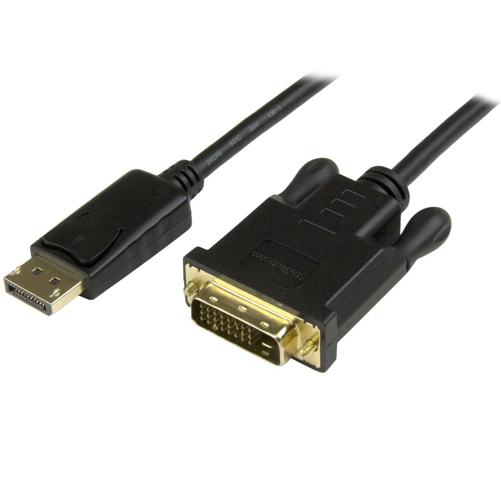 Star Tech DisplayPort To DVI Converter Cable 3ft 1080p Black For PC/Monitors