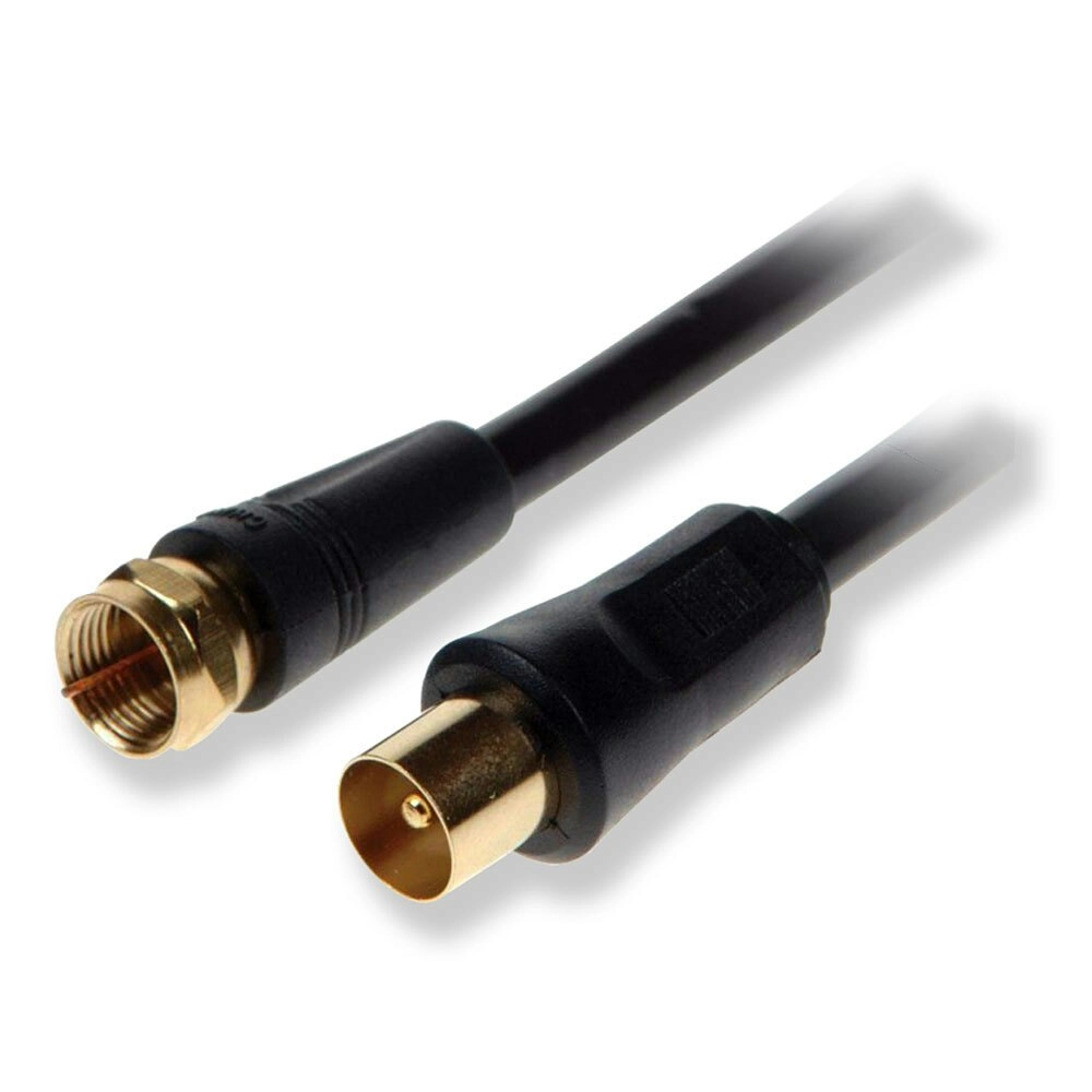 Sansai 1.5m Male RF to F-Plug TV Antenna Coaxial Flylead Cable Connector Cord BK