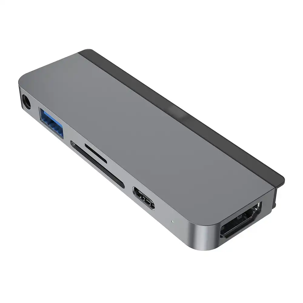 HyperDrive 6-in-1 USB-C to USB-A/C/3.5mm/SD/Micro SD/HDMI Hub for iPad Pro Grey