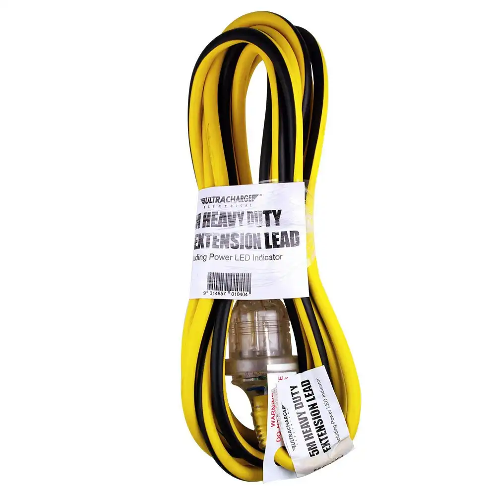 UltraCharge 5m Extension Heavy Duty 10A/2400W Lead Power Cable Cord AU/NZ Yellow