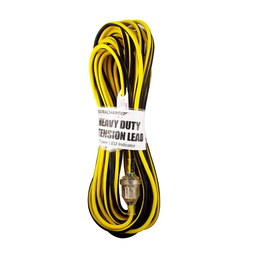 UltraCharge 25m Extension Heavy Duty 10A/2400W Lead Power Cord AU/NZ Plug Yellow