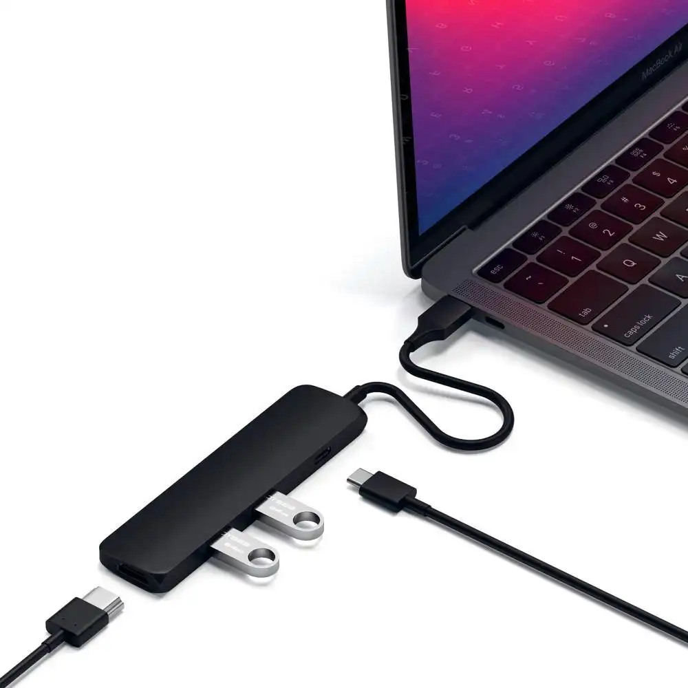 Satechi Slim USB-C Multi-Port 4K/HDMI/USB-A Adapter Hub for iPad Pro/MacBook BLK