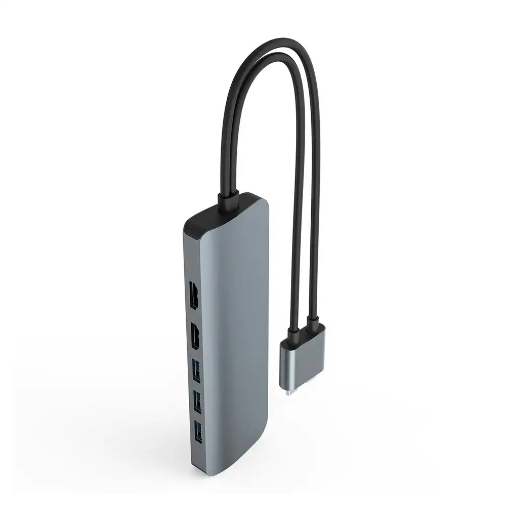 HyperDrive Viper 10-in-2 USB-C to HDMI/USB-A Hub w/ Dual Display for Mac/PC GRY