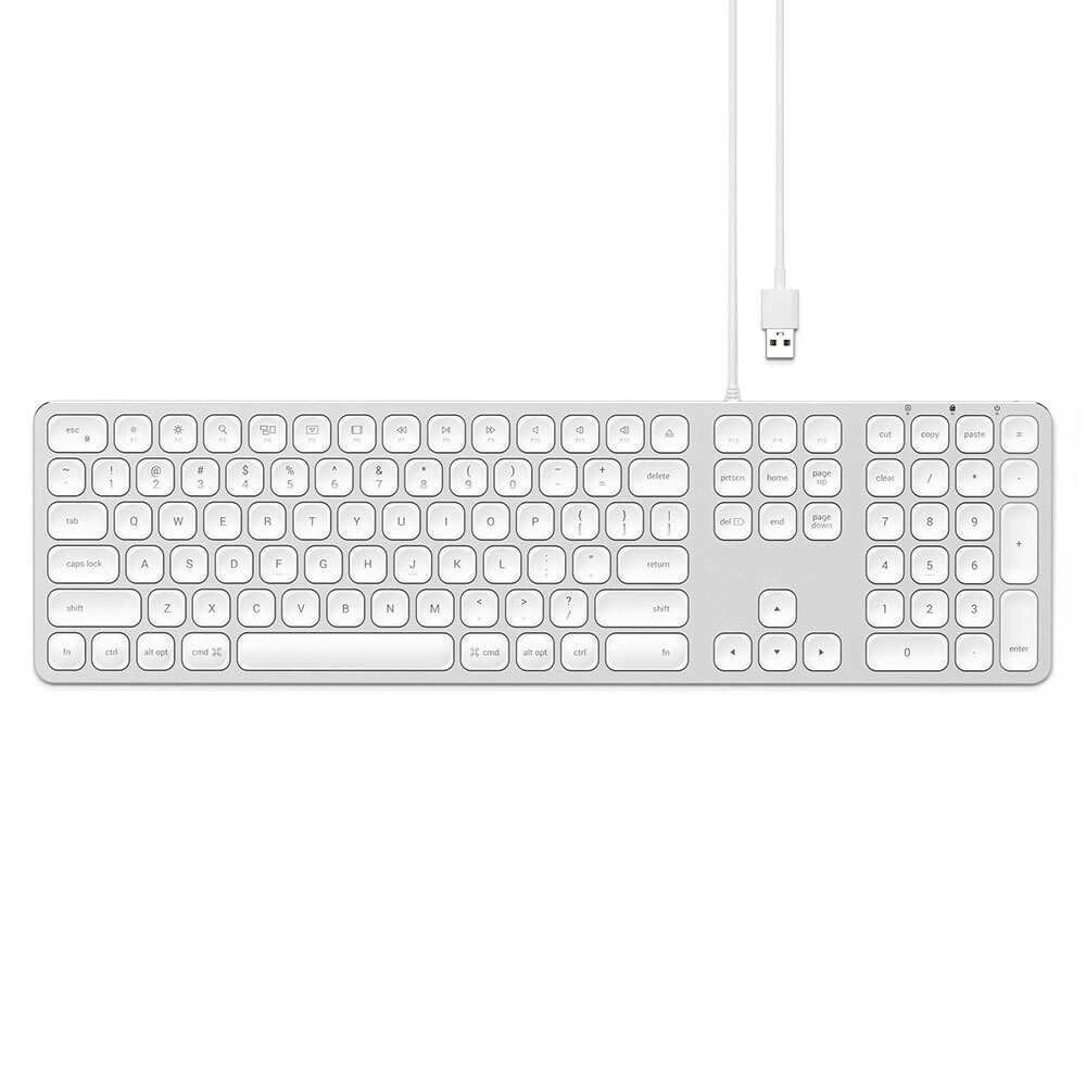 Satechi Aluminum USB-A Wired/Corded Keyboard f/iMac/iPad/Macbook/MacOS Silver