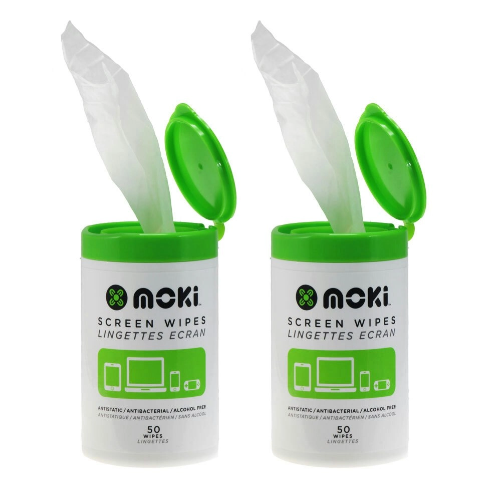 2x 50pc Moki Screen Wet Wipes Cleaner Bottle for TV/Monitor/Tablet/Phone LCD/LED