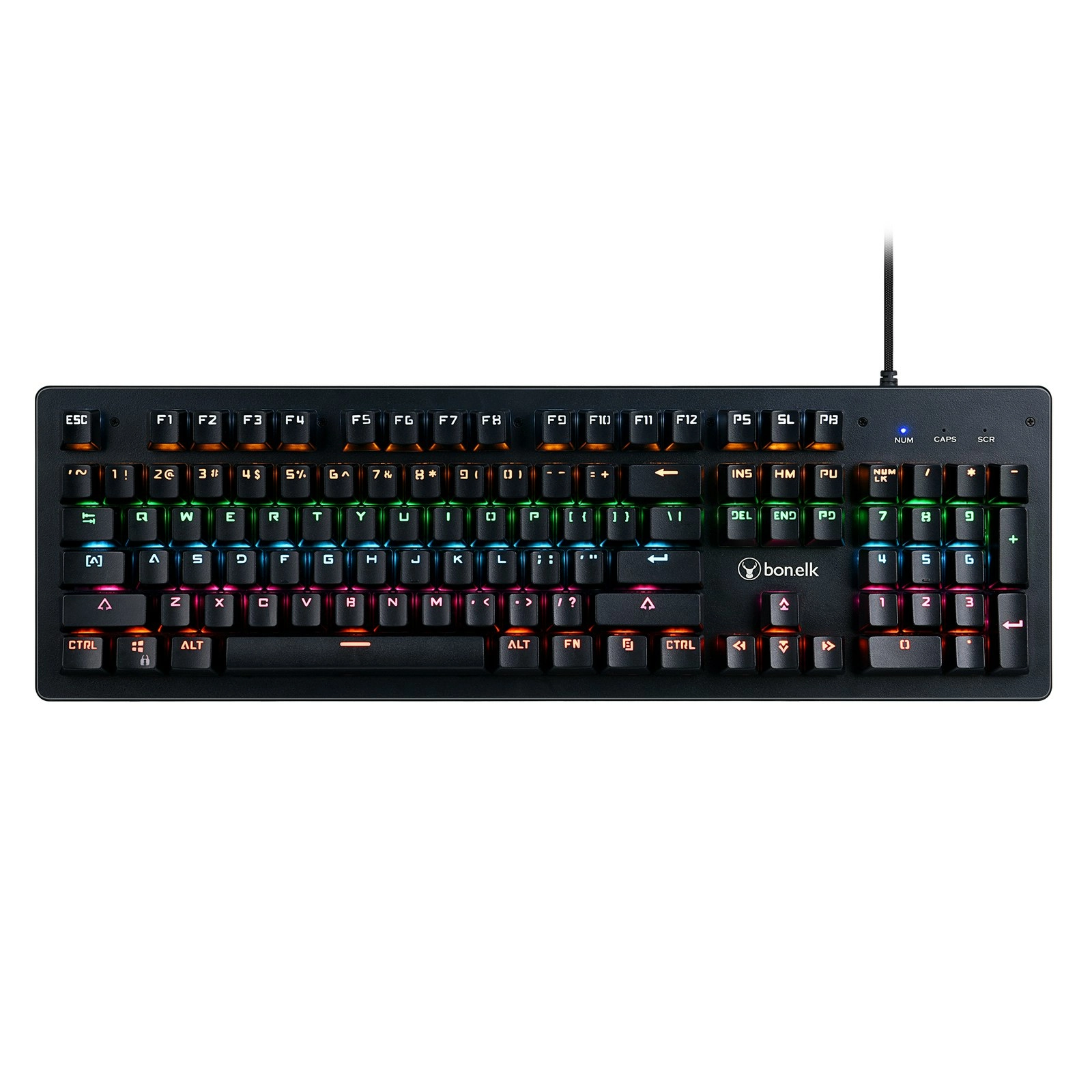 Bonelk K-544 Gaming Mechanical Wired LED PC Keyboard Rainbow RGB Backlit Black