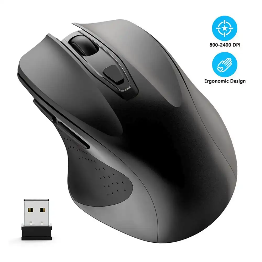 Sansai 2.4GHz Wireless Optical Mouse/USB Receiver for PC/Laptop Computer Assortd