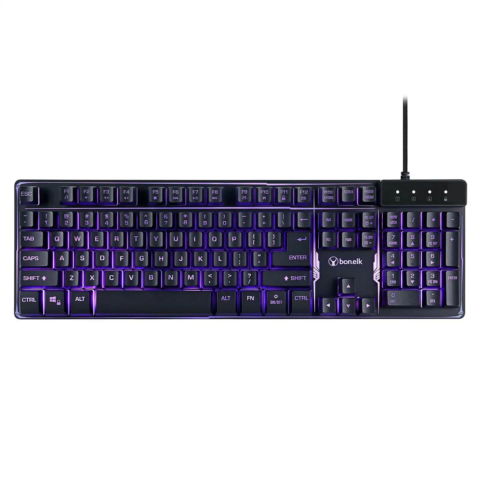 Bonelk K-308 Full Size Anti-Ghosting Gaming LED Backlit Wired USB Keyboard Black