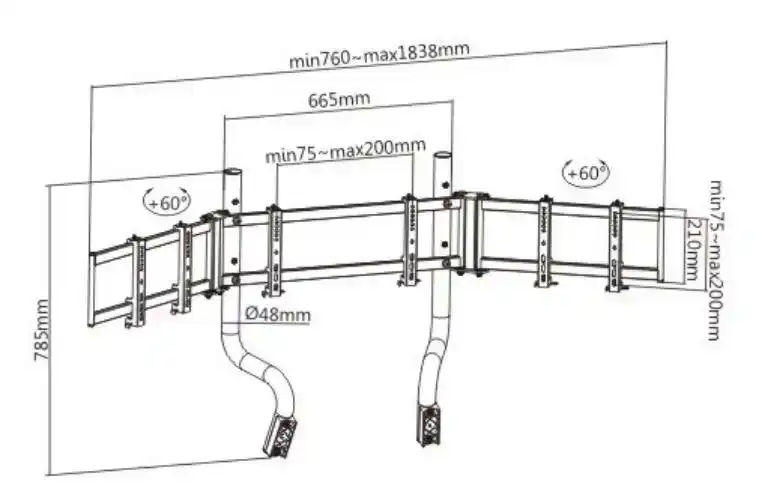 Brateck Triple 24'-32' Monitor Bracket f/ Lrs02-Bs Racing Simulator Cockpit Seat