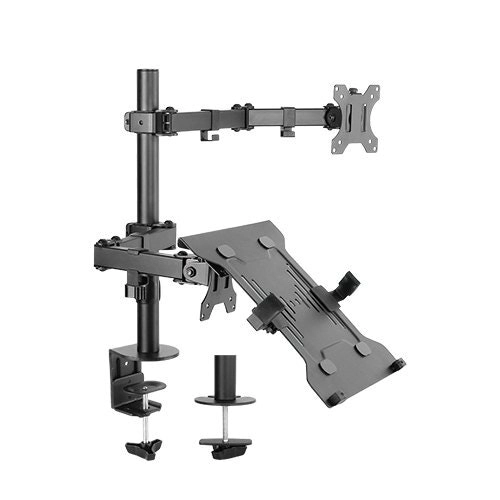 Brateck Single 13"-32" Monitor Arm Economical Double Joint Steel & Laptop Holder