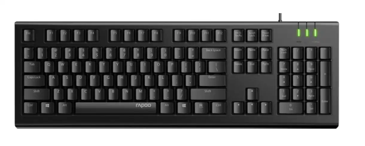 Rapoo NK1800 Wired Entry Level Keyboard Laser-Carved For PC/Laptop Computer BLK