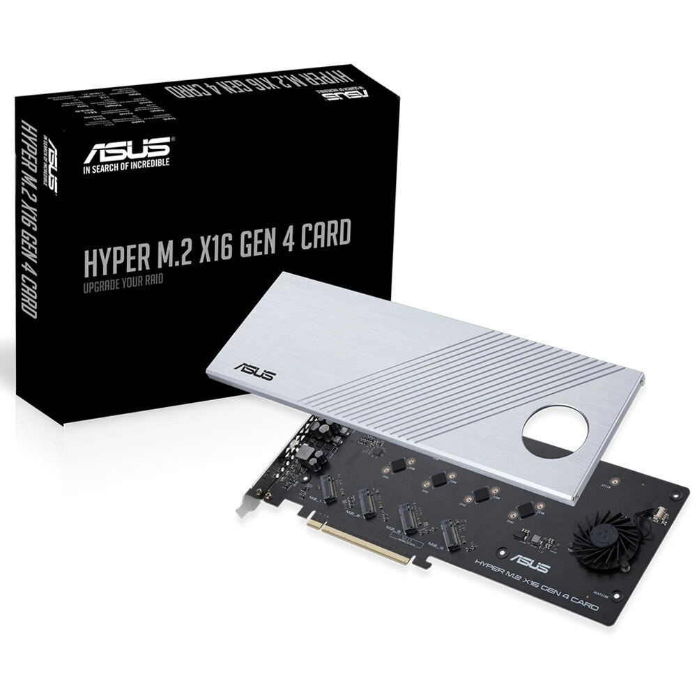 Asus Hyper M.2 x16 Gen 4 Video Card PCIe 4.0/3.0 AMD/NVMe RAID/Intel 256Gbps