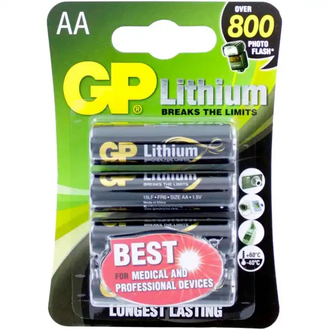 4pc GP AA Lithium Battery 1.5V Multi Purpose/Single Use Batteries f/ Clocks/Toys