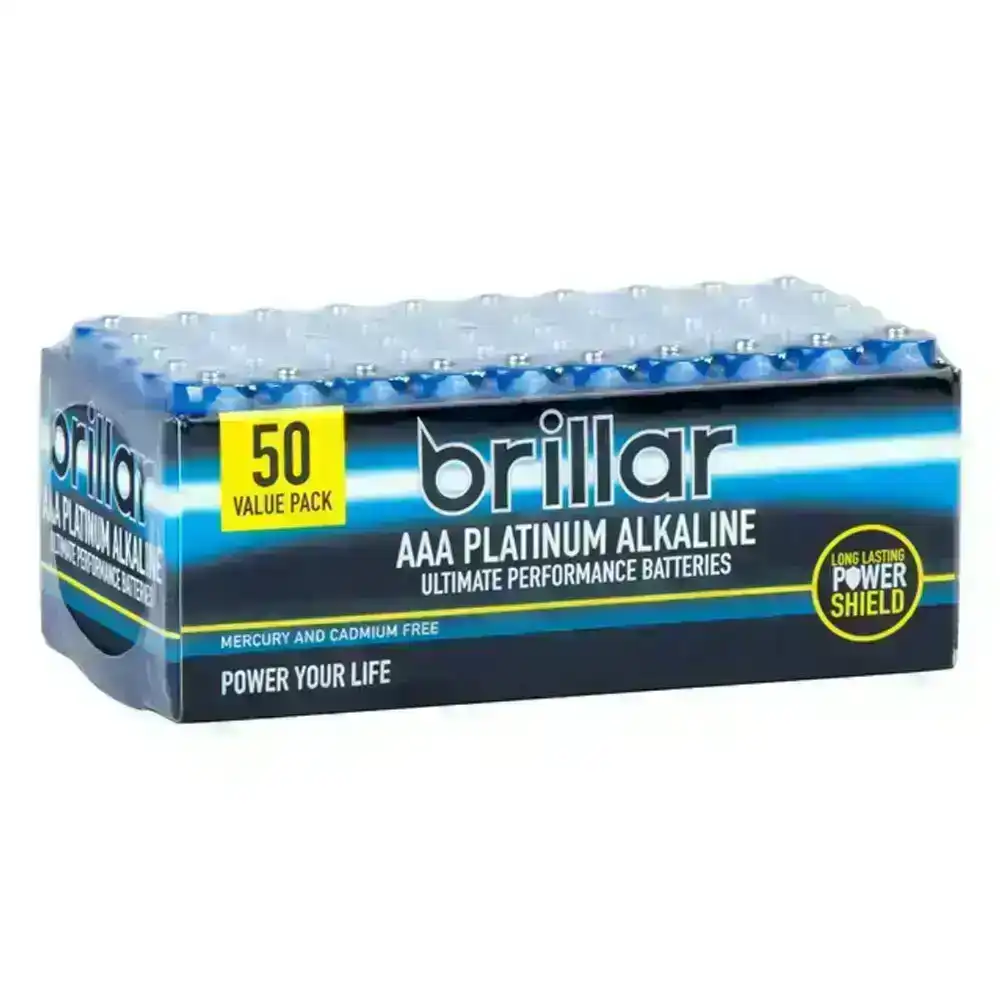 50PK Brillar Multi-Pack LR03 Premium Battery Alkaline AAA Power Batteries Blue