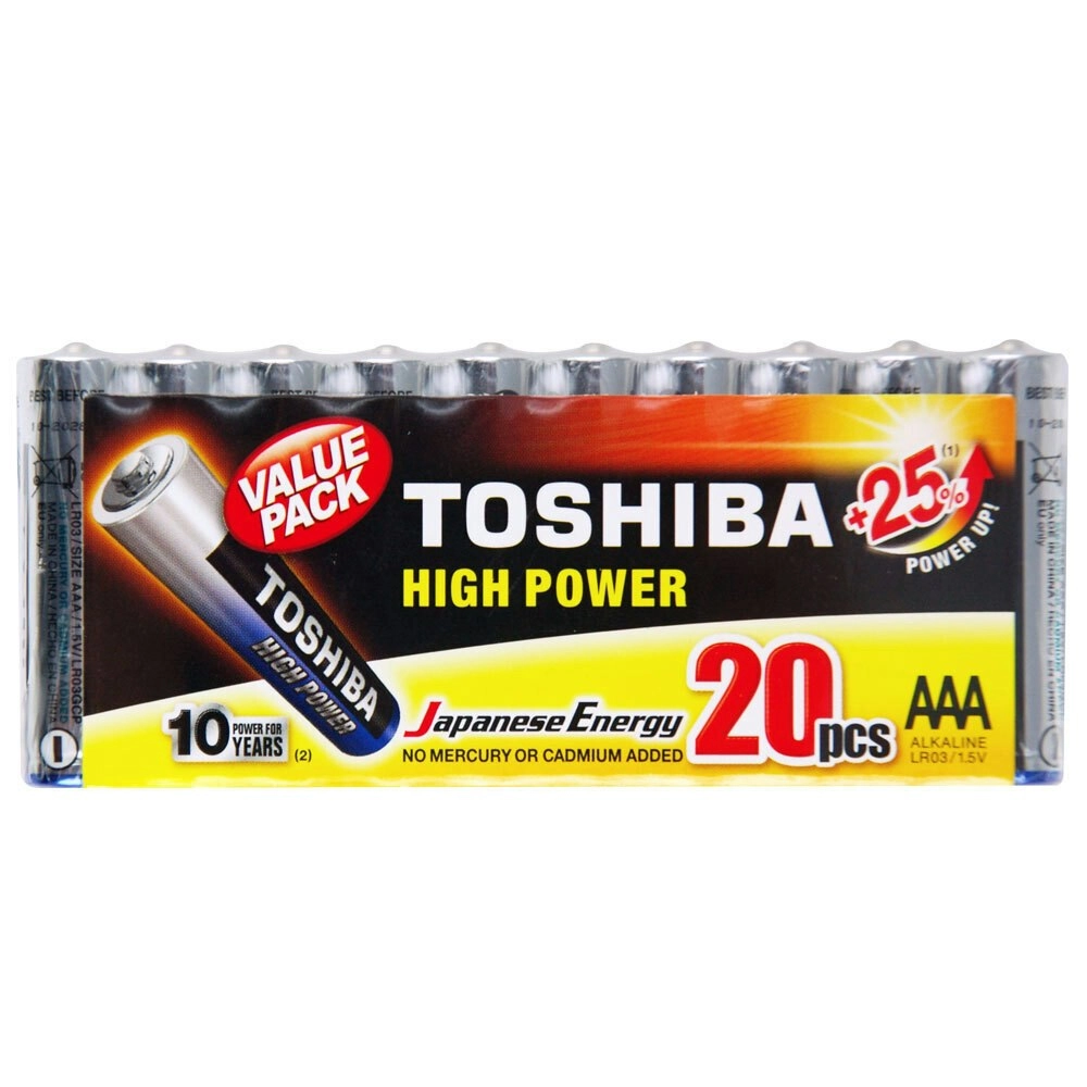 20pc Toshiba Alkaline AAA Battery 1.5V High Power Leakage Resistant LR03