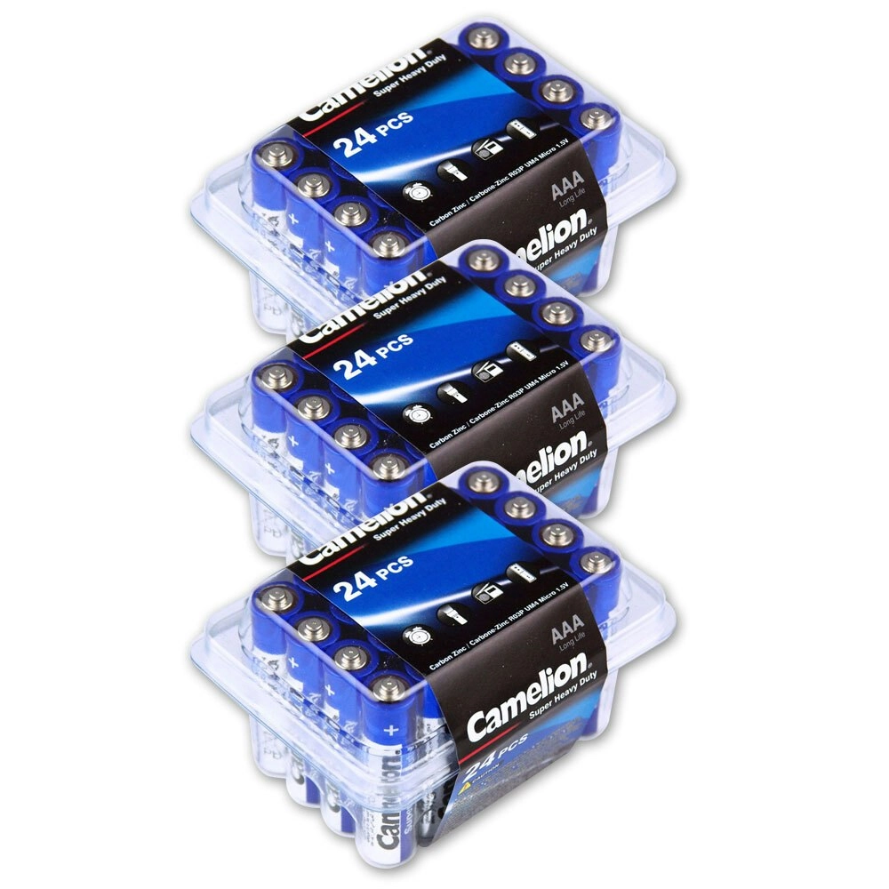 72pc Camelion R03P Super Heavy Duty AAA Battery 550mAh 1.5V No Mercury & Cadmium