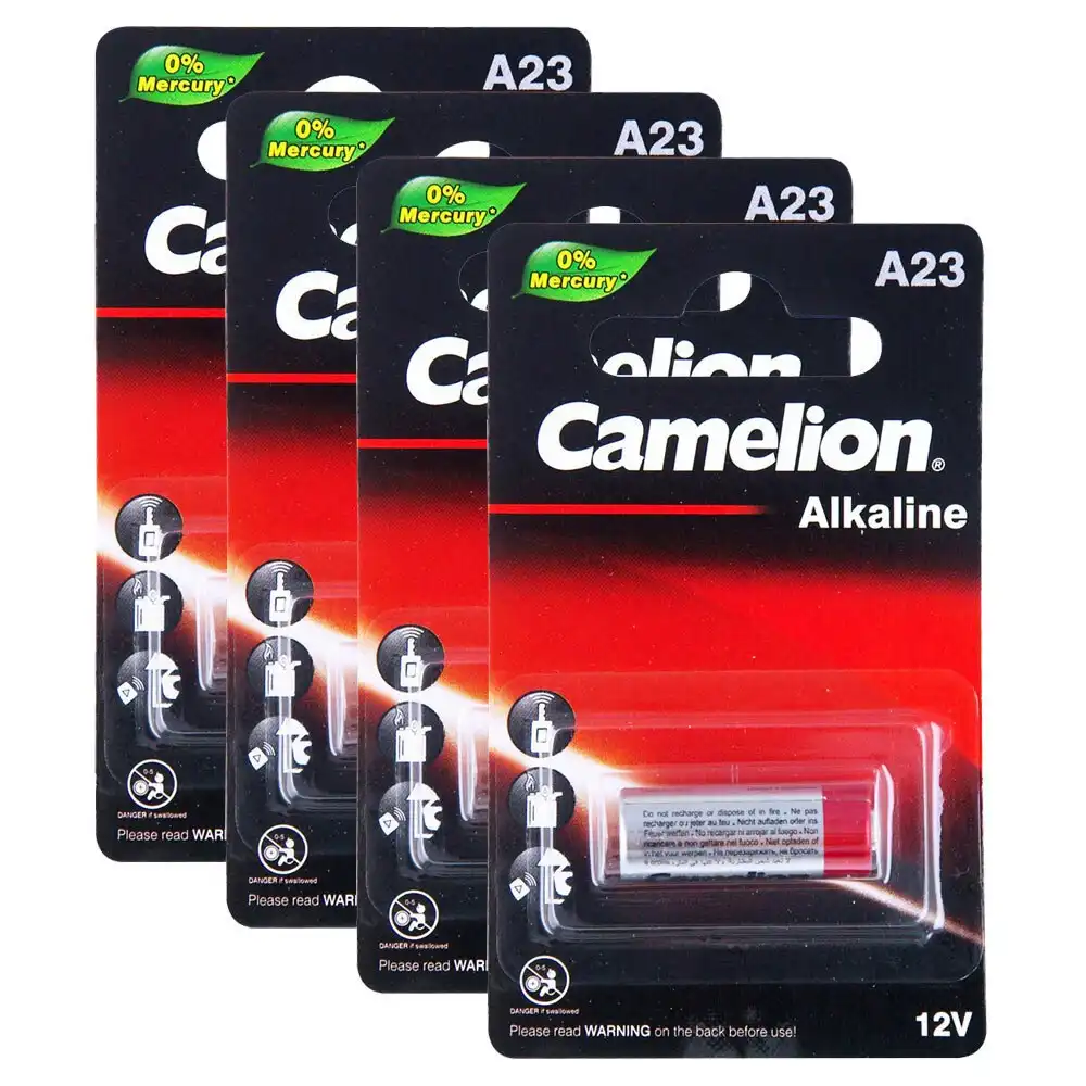 4x Camelion Alkaline Battery 12V 23A Cylindrical Power f/Garage Car Remote Alarm