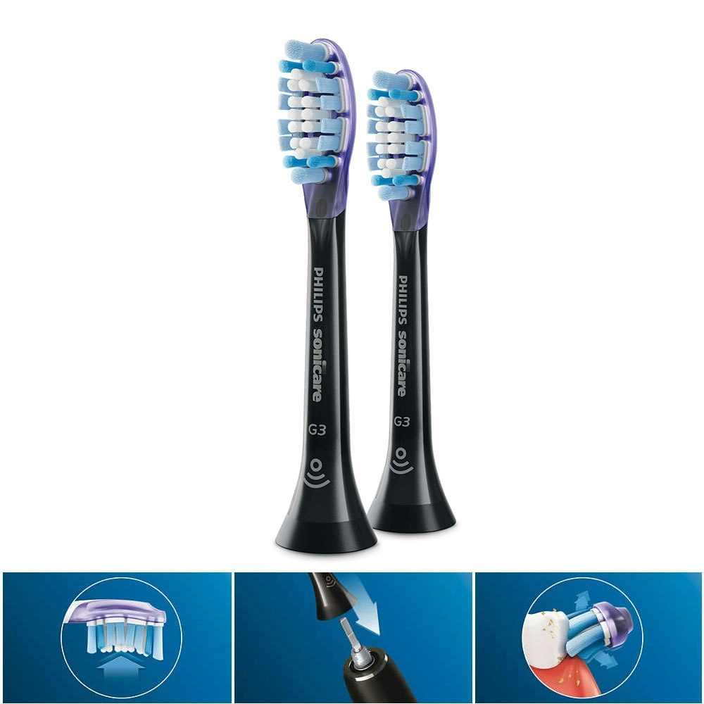 2PC Philips HX9052/67 G3 Gum Care Replacement Head for Electric Toothbrush Black