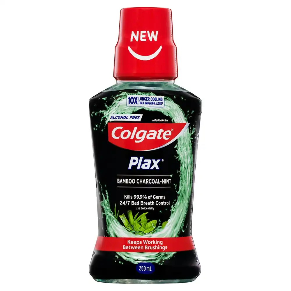 Colgate 250ml Plax Bamboo Charcoal Mint  Alcohol Free Mouthwash/Mouth Wash