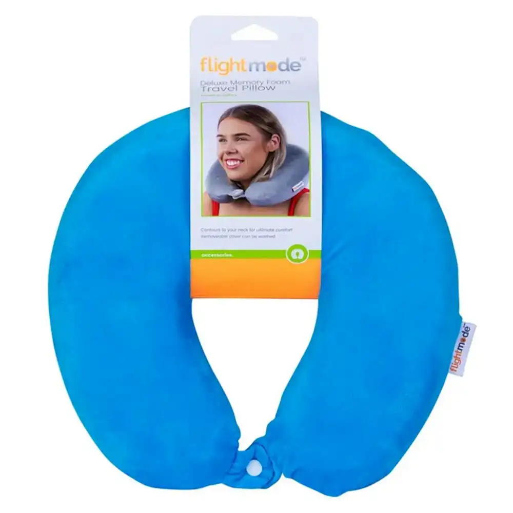 Flight Mode 27cm Soft Memory Foam Travel Neck Pillow/Cushion Assorted Colours