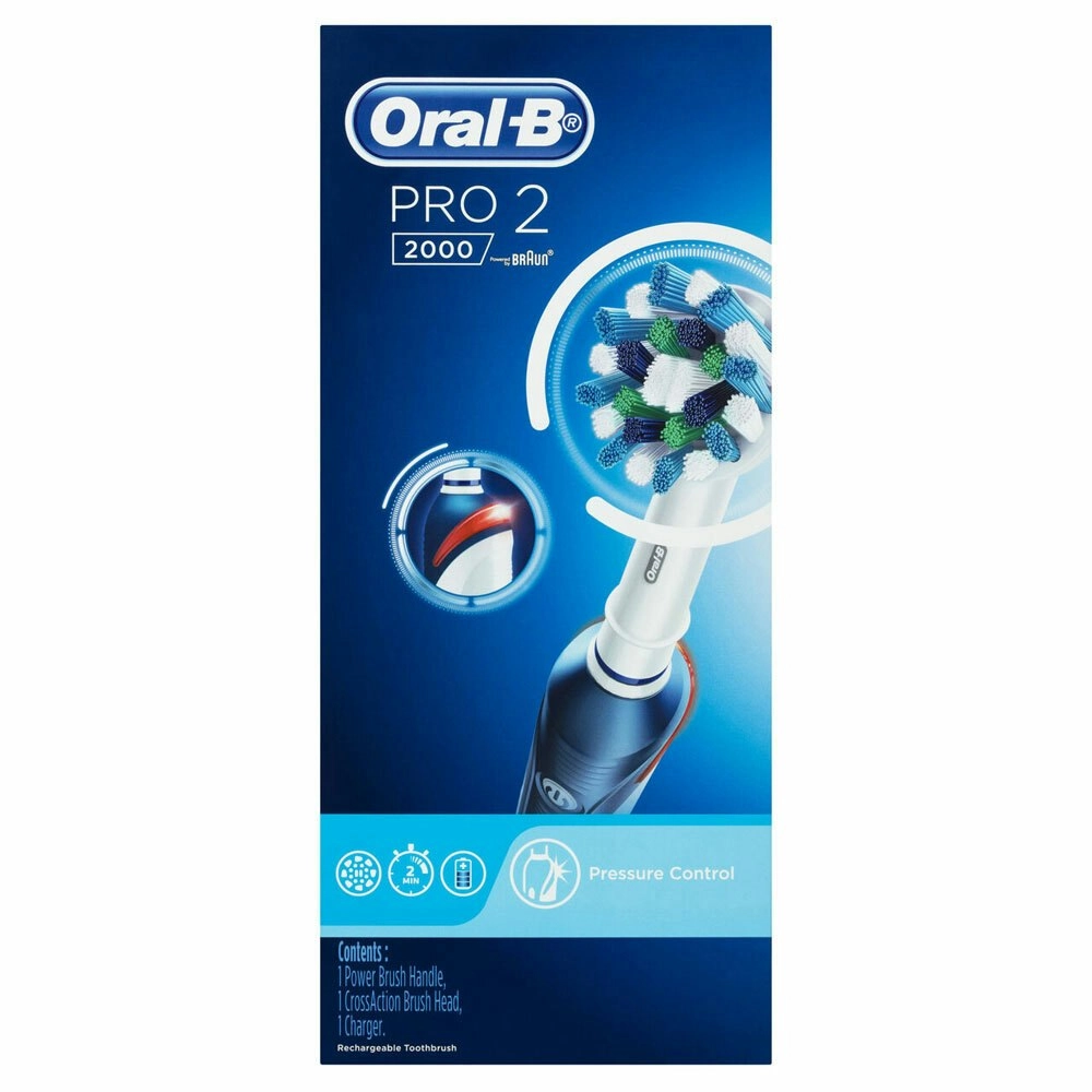 Oral B Electric Rechargeable Power Toothbrush Pro 2 2000 Dental Care Blue