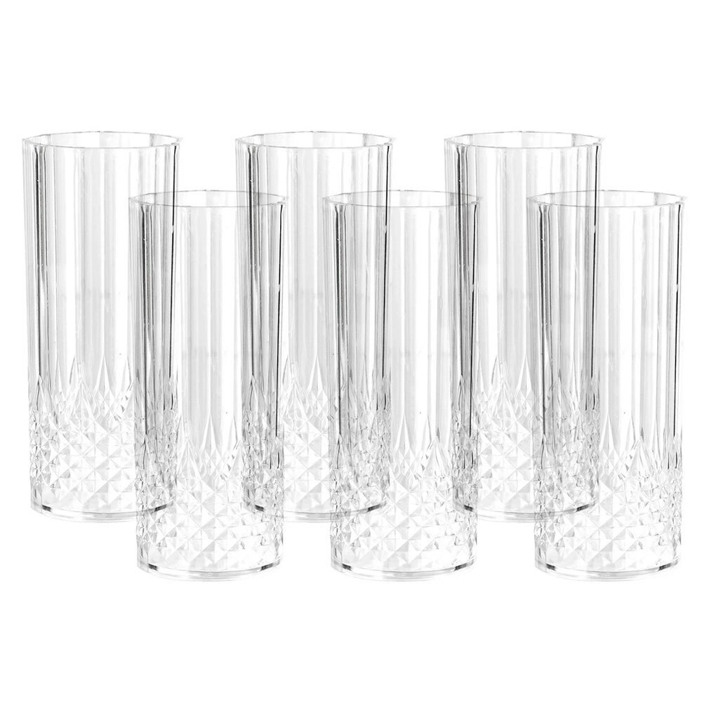 6x Lemon & Lime Crystal Deco 390ml Tumbler Tall Water/Juice Outdoor Cup Clear