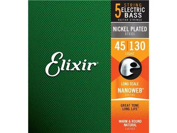 Elixir #14202 Bass 5 Strings Nanoweb Coating Nickel Plated Steel 45-130 Light