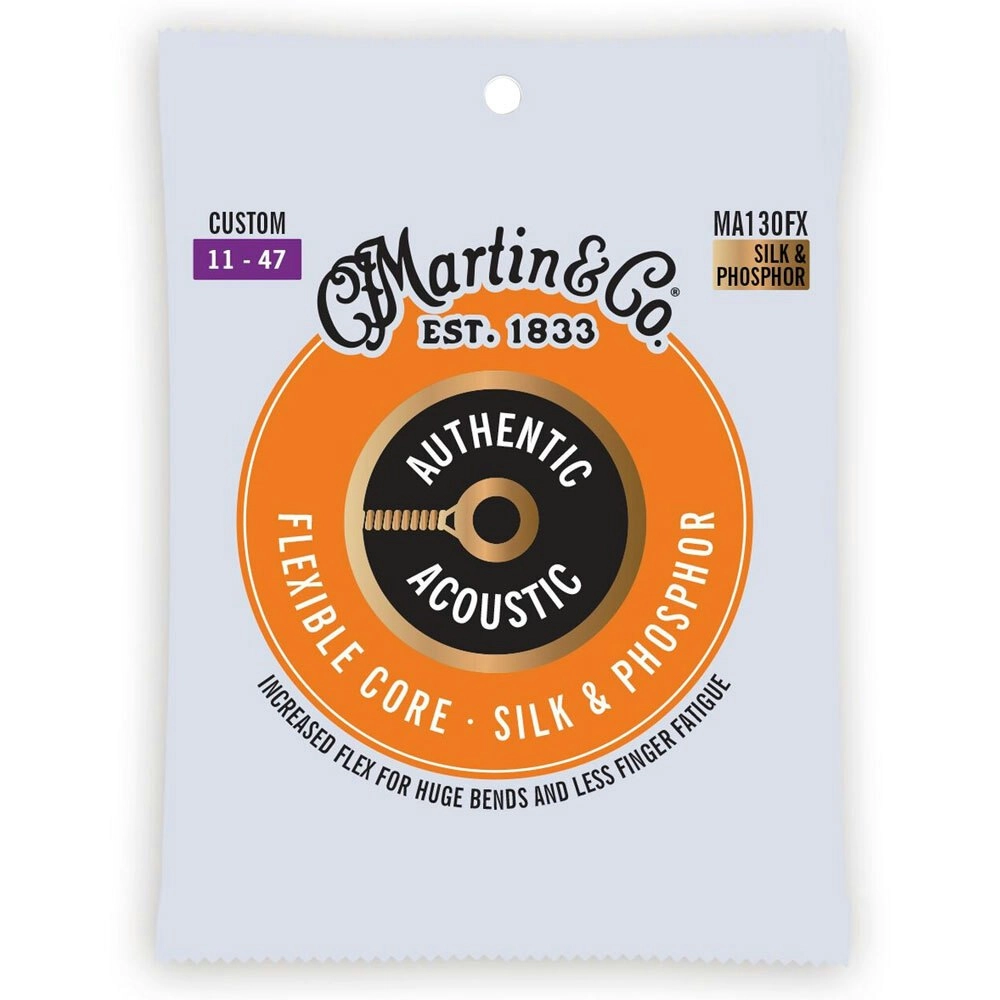 Martin Guitar Authentic Acoustic Flexible Core Strings Silk/Steel MA130FX Custom