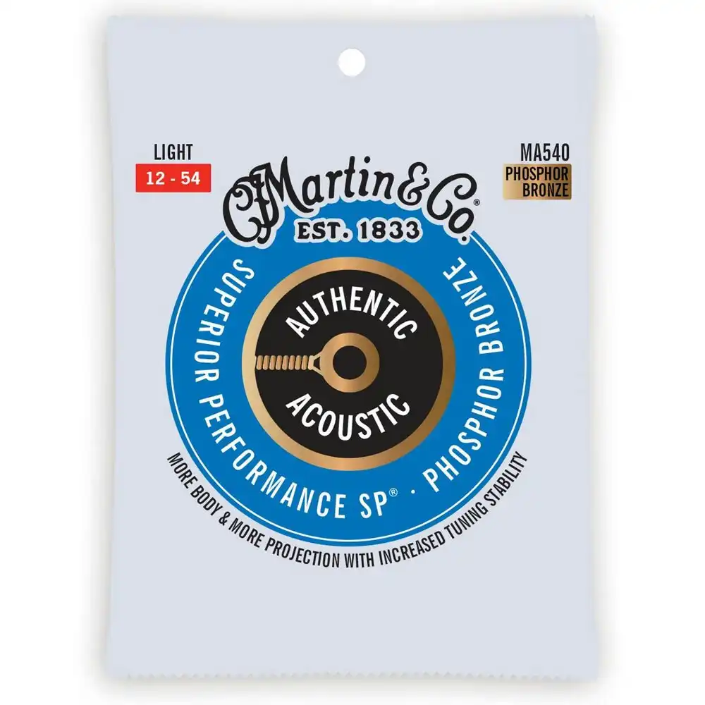 Martin Guitar Authentic Instrument String 92/8 Phosphor Bronze MA540 Light Gauge