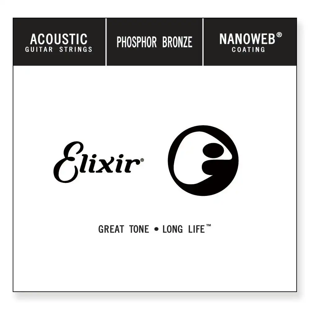 Elixir #14152 Acoustic Nanoweb Phosphor Bronze 0.052 Single Music Guitar String