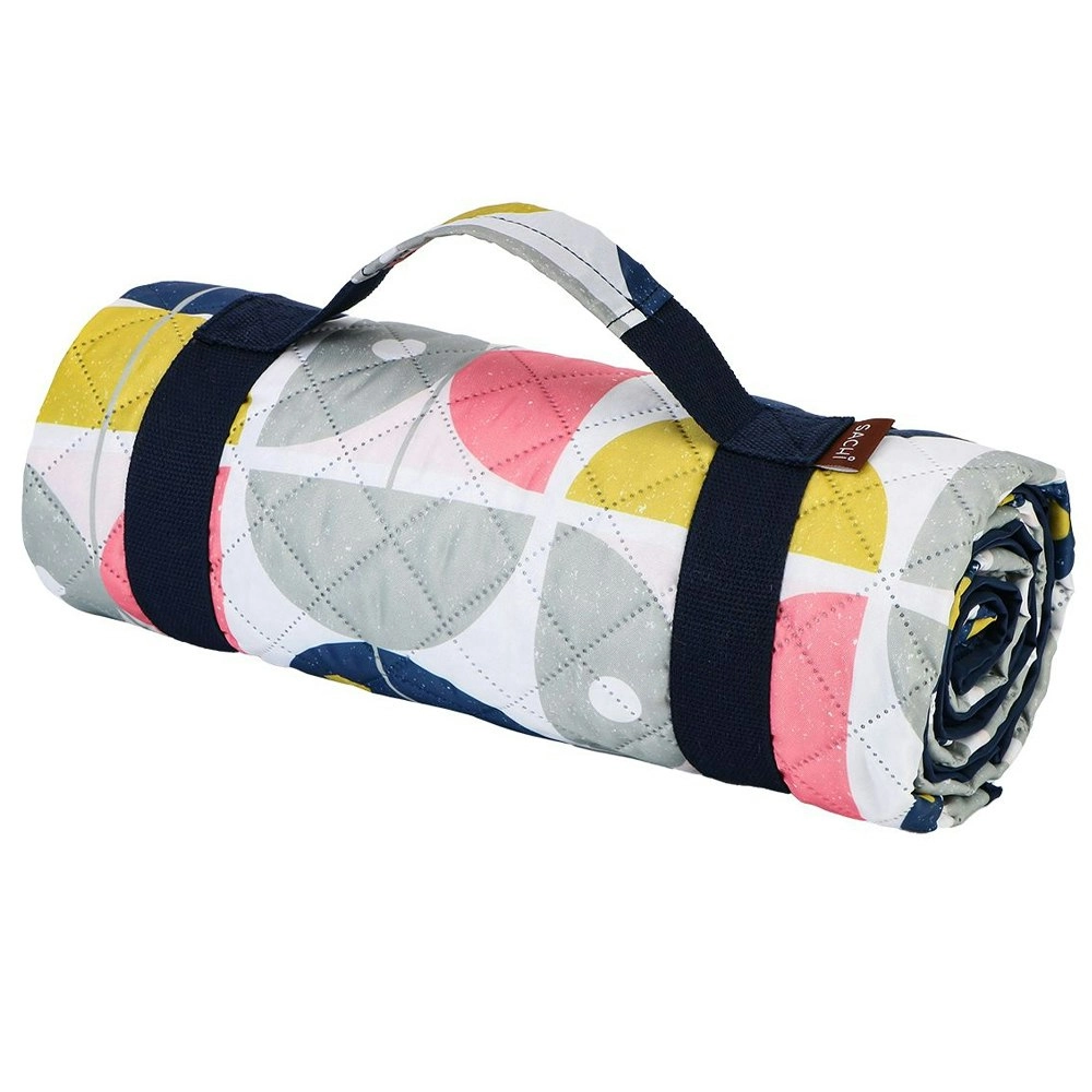 Sachi Reusable Picnic Rug 175x142cm Outdoor Blanket Mat w/ Handle Nordic Geo