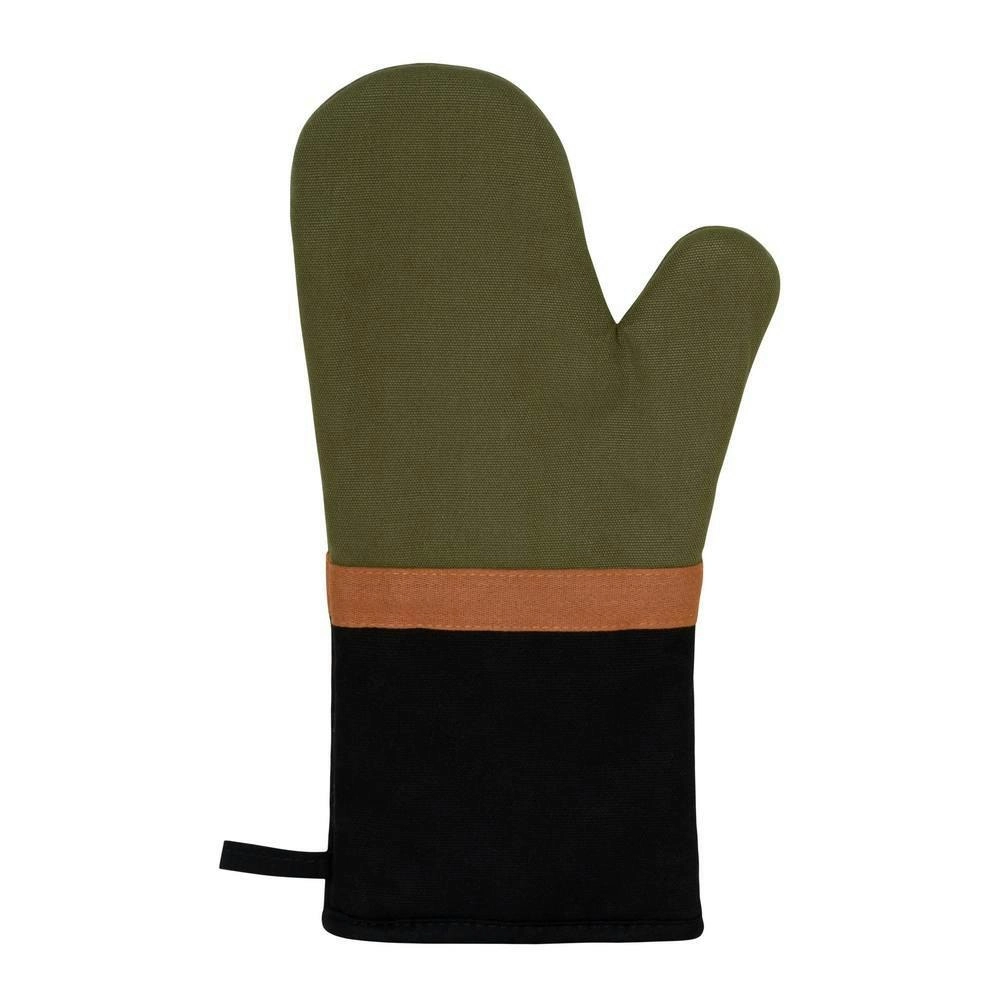 J. Elliot Selby Cotton Oven Mitts 34cm Kitchen Cooking/Baking Gloves Olive/Black