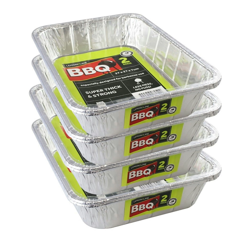 8PK Lemon & Lime Foil Tray 37cm Shelf Ready Household Kitchen Oven BBQ Cookware