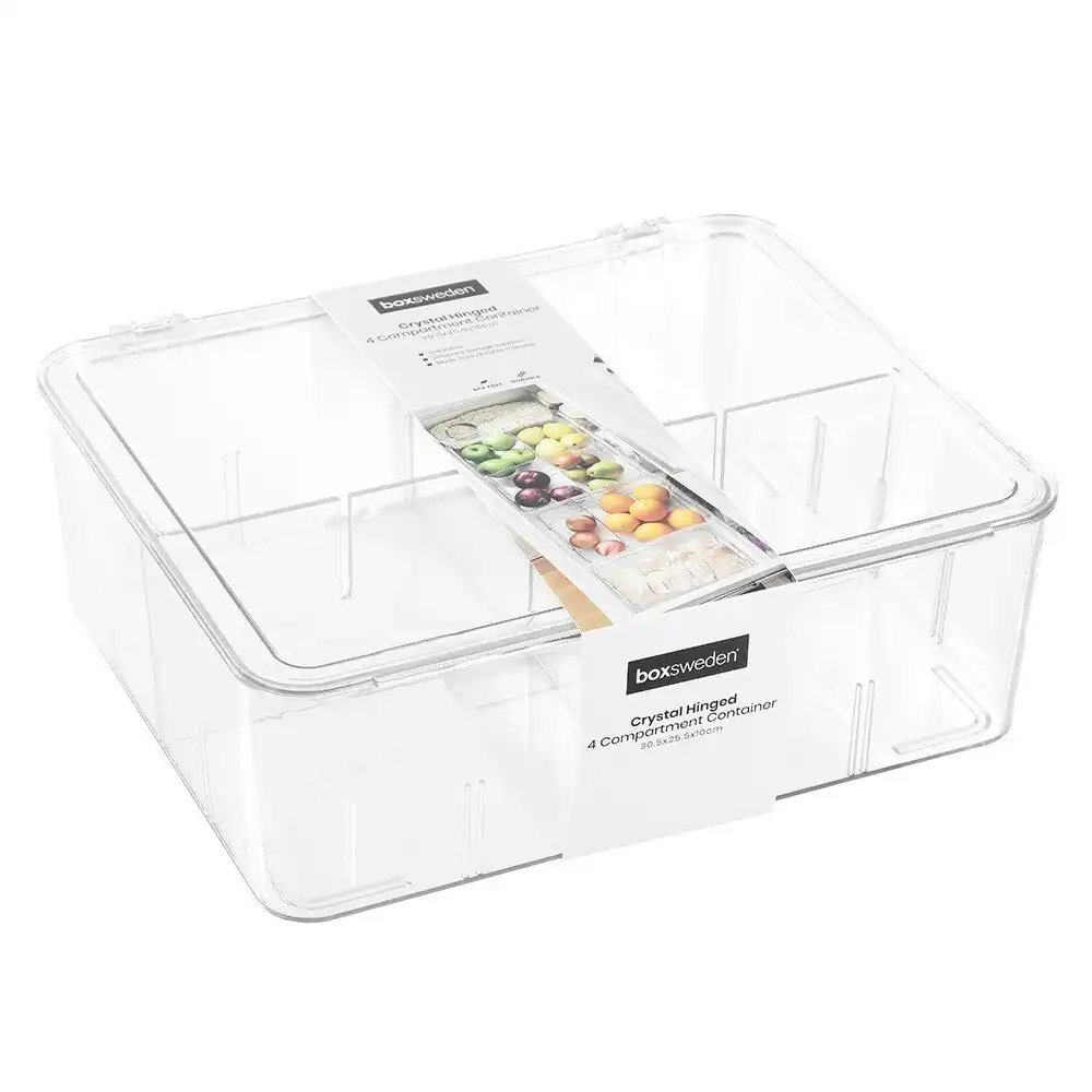 Boxsweden Crystal Hinged Compartment Clear Storage Food Container 30.5x25.5x10cm