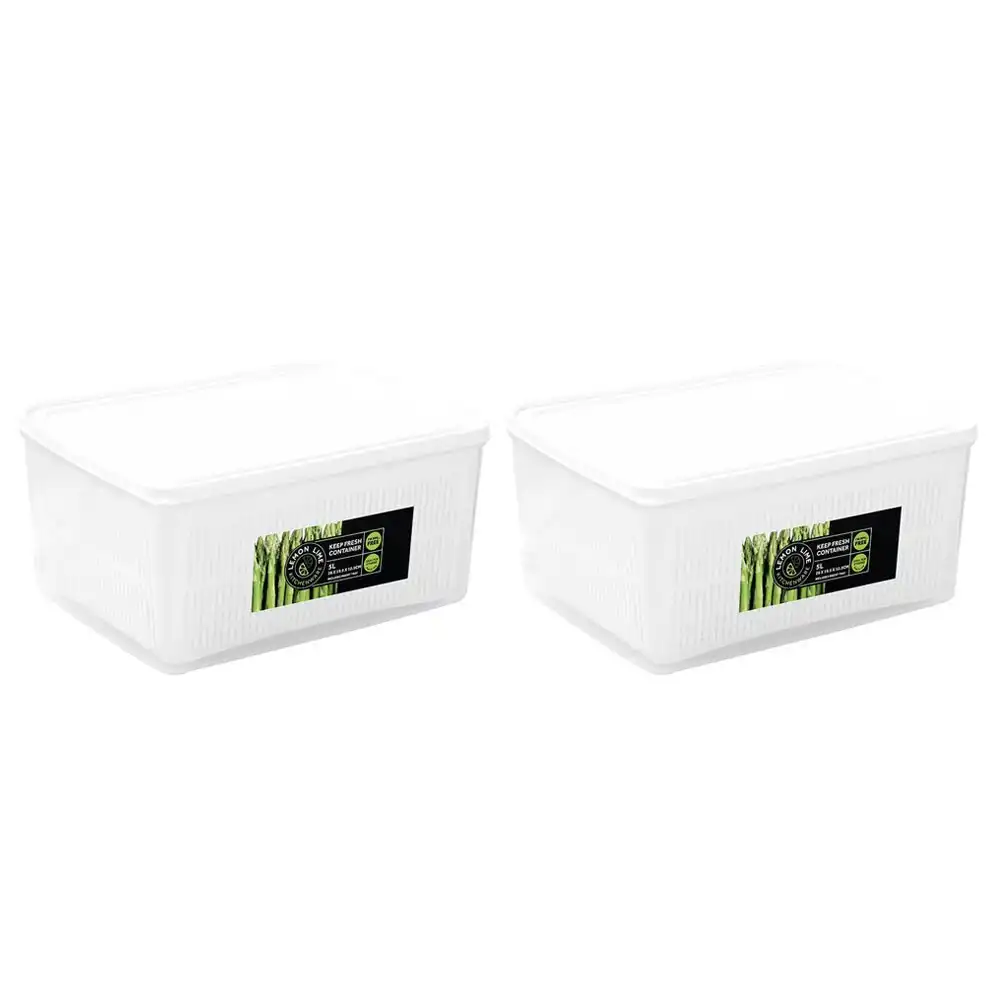 2x Lemon & Lime 5L/26cm Keep Fresh Vegetable Storer/Storage Organiser Container