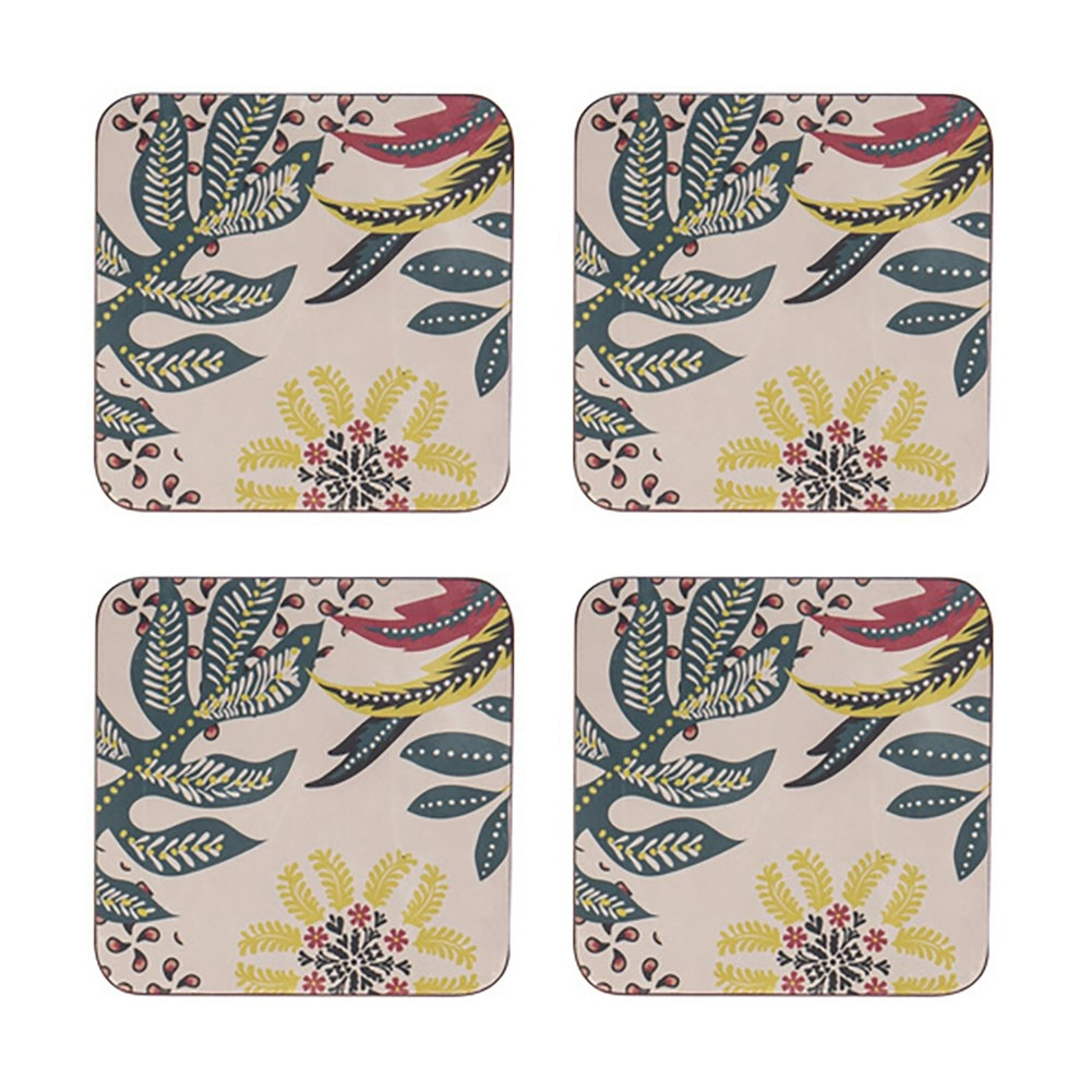 4PK Ladelle Mackay Hardboard 10cm MDF/Cork Square Coaster Coffee/Tea Cup Mat