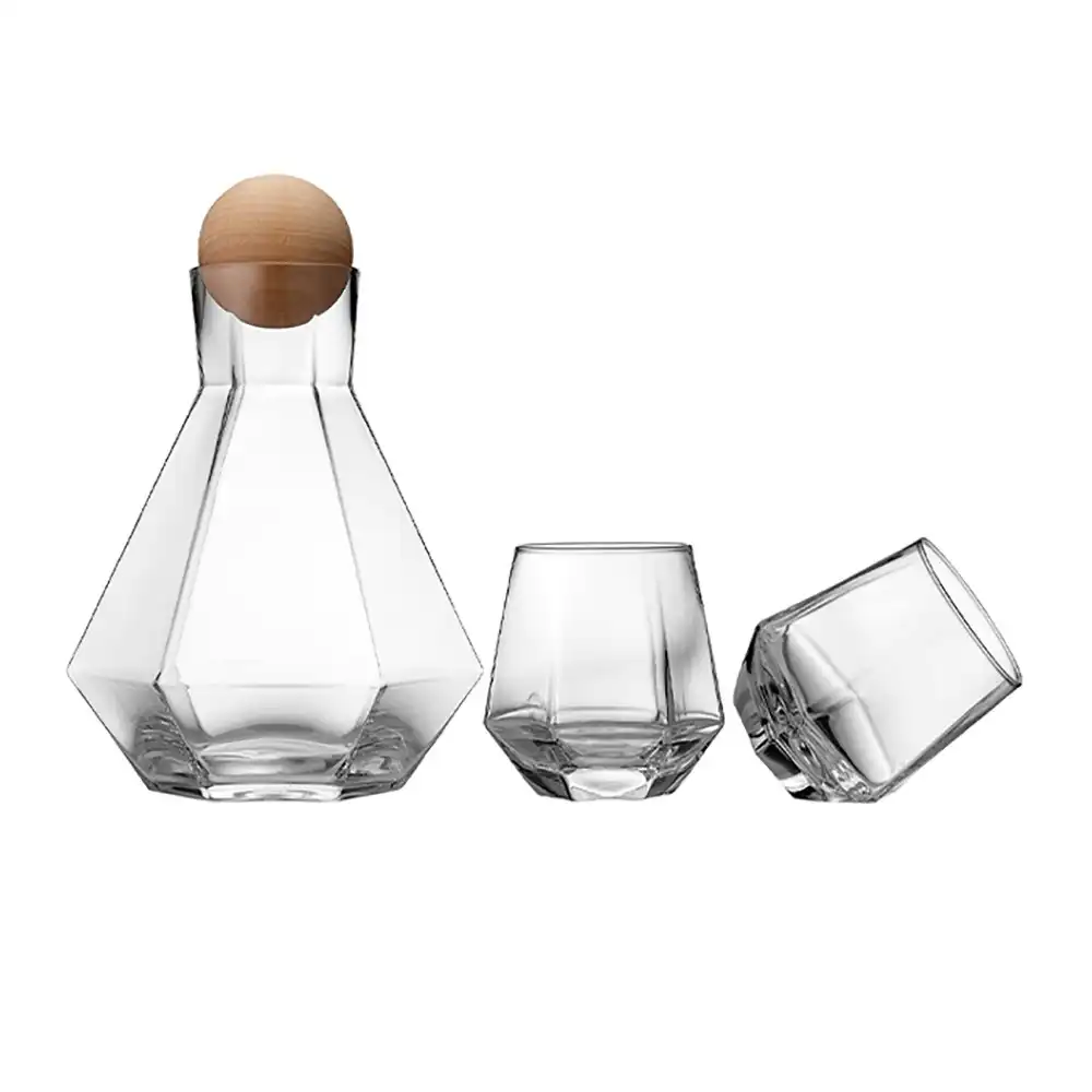 3pc Tempa Jaxon Clear Glass Liquor/Drink 1280ml Carafe Tumbler/Cup Bottle Set