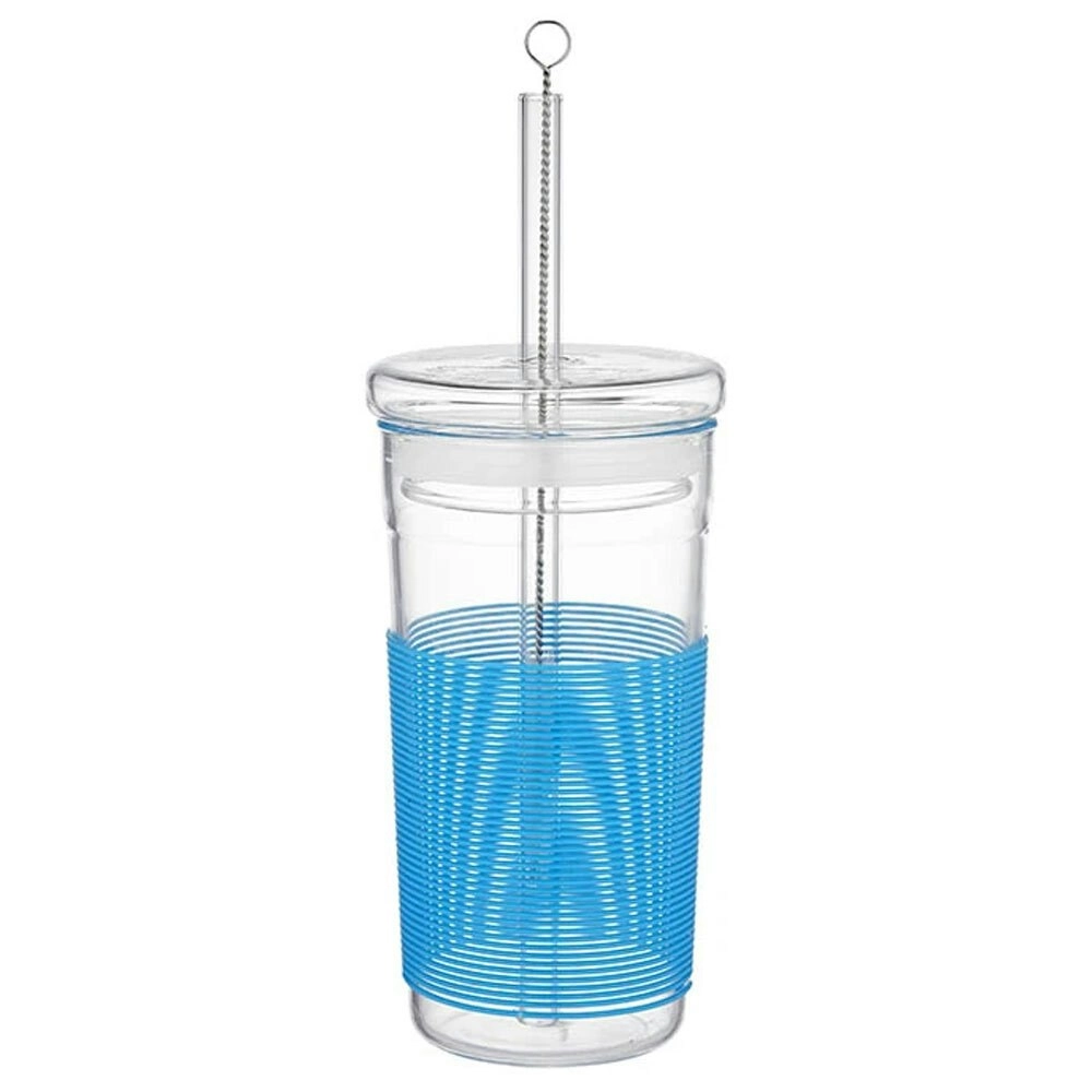 PORTA Summer Smoothie Cup Large 400ml Lead/BPA Free w/ Straw Brush Fun Blue