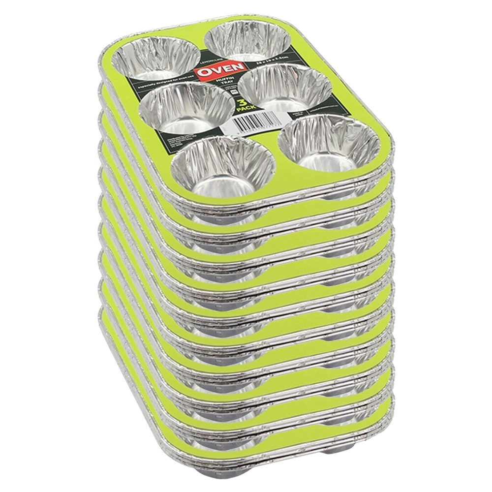 30pc Lemon & Lime 28x19x3.5cm Aluminium Foil Muffin/Cake Tray Oven Baking Tray